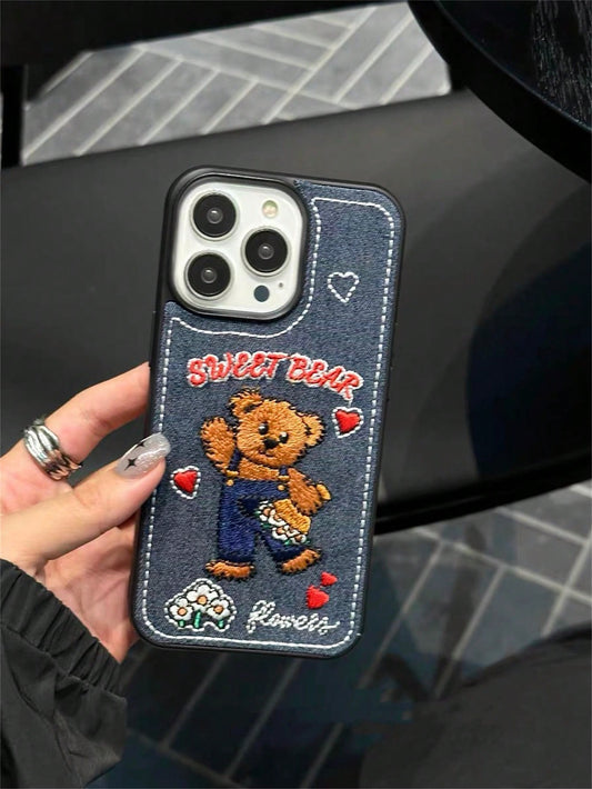 Aesthetic embroidered phone case