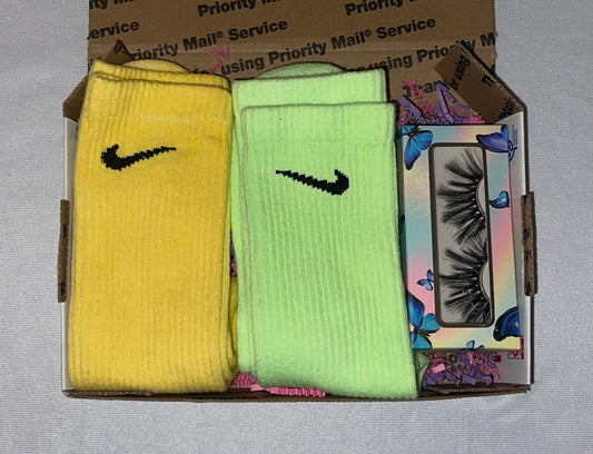Two pair of custom socks with lashes Easter bundle